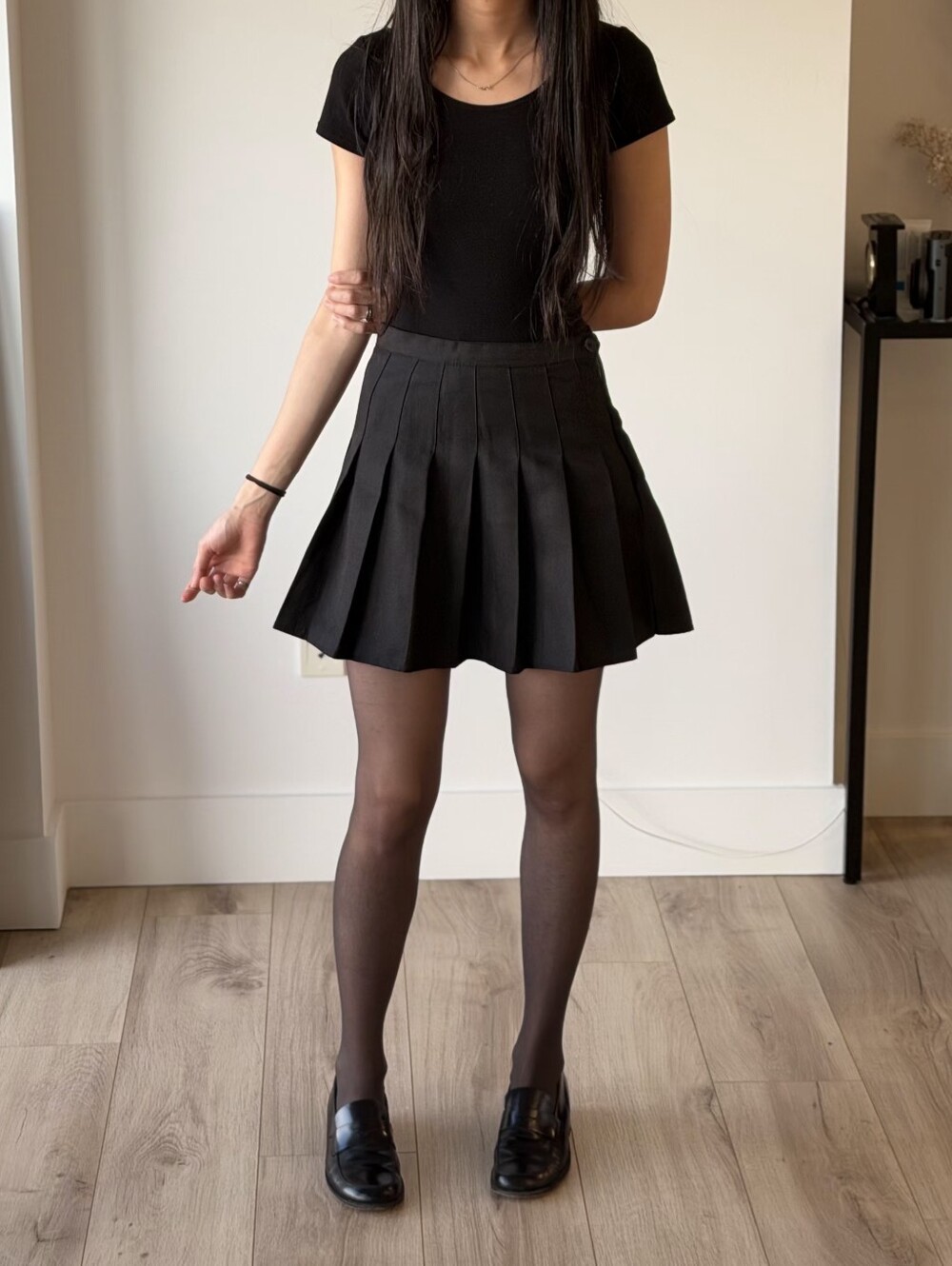American Apparel Black Pleated Mini Skirt